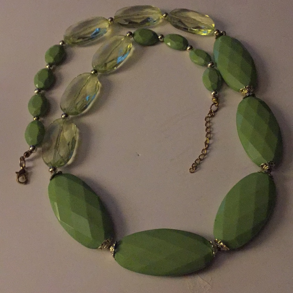 Two toned green 30” necklace nwot plastic